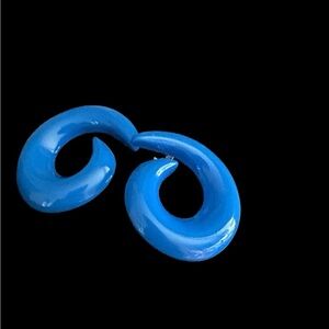 Vintage 80s Avon Blue Swirl Spirals 1" Stud Earrings Retro Avant-Garde Fashion